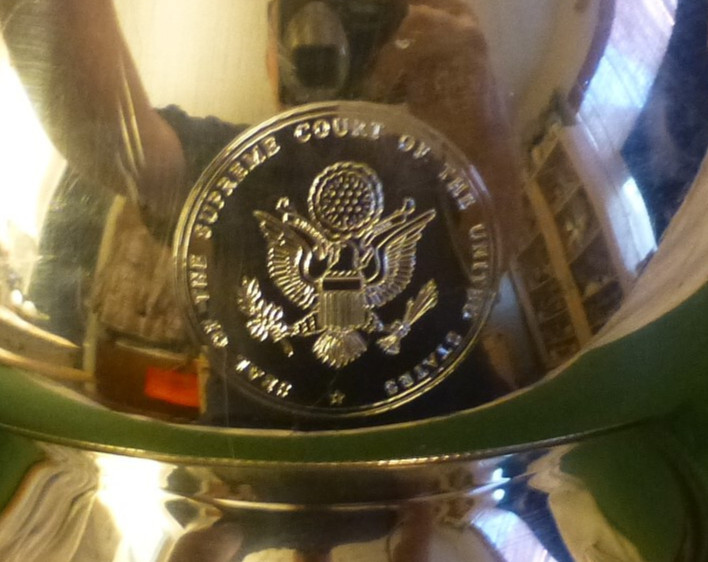 VTG Salisbury Pewter Water Pitcher Engraved United States Supreme Court Seal