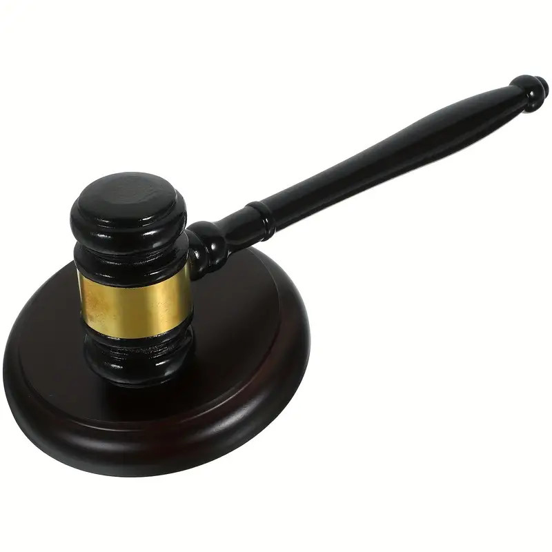 Wooden Gavel Hammer and Sound Block Set Mallet for Lawyer Judge Auction Sale