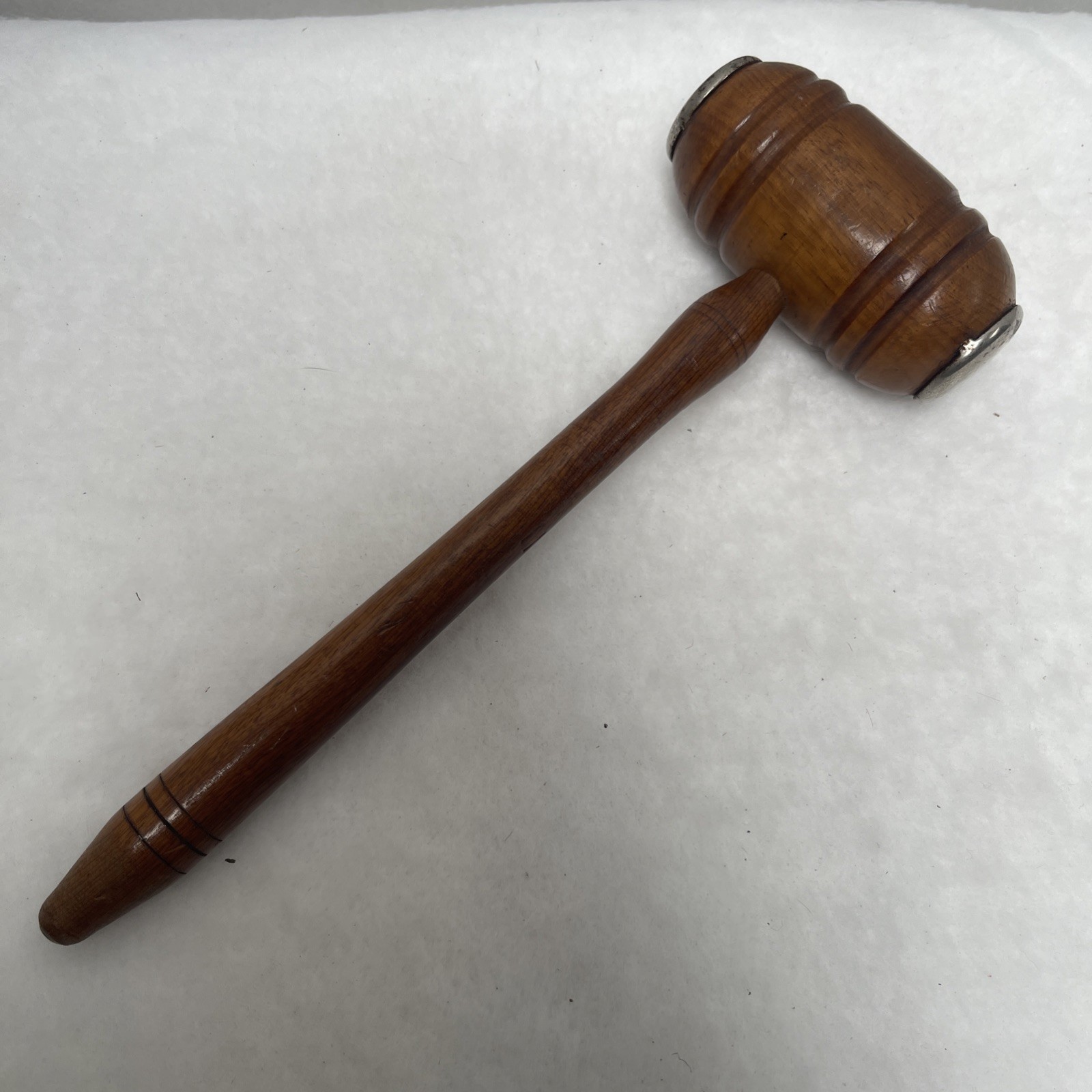 Vintage Judge/Auctioneer Gavel With Metal Strike Plates