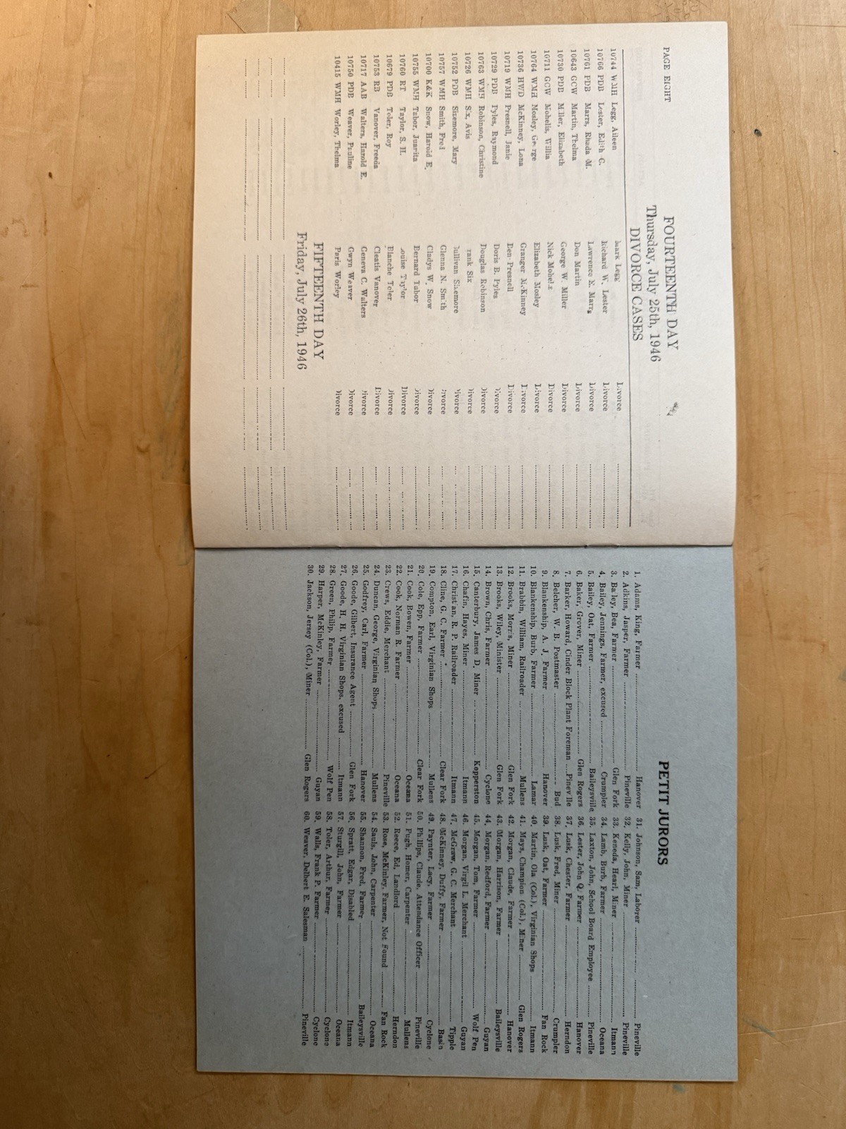 Wyoming County Circuit Court Legal Document 1946 Lawyers & Legal Theme