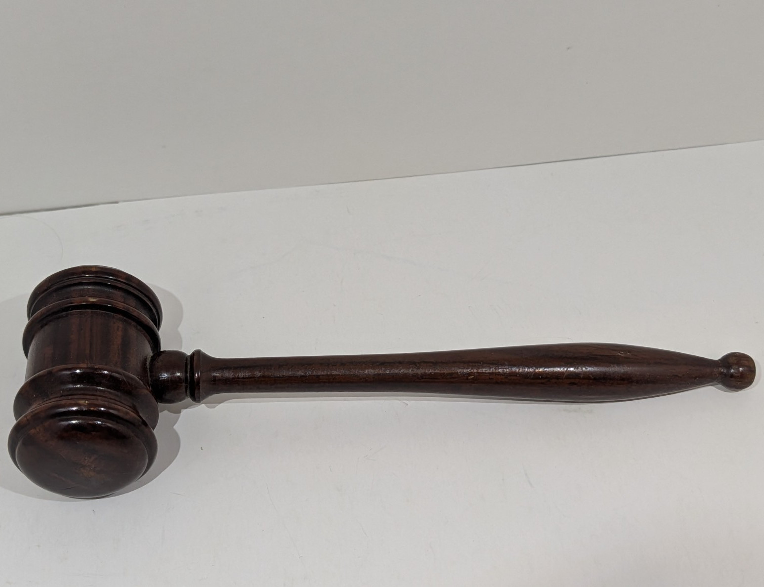 Vtg Wooden Judge Gavel Dark Cherry Brown Lawyers Collectible Mallet