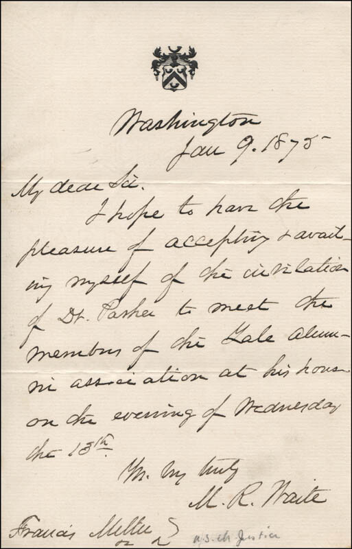 MORRISON R. WAITE – AUTOGRAPH LETTER SIGNED