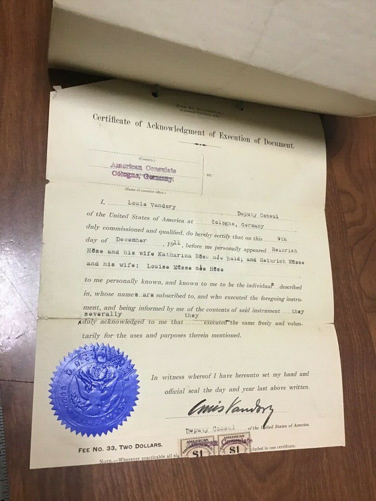 Original document: 1911 german & american WILL