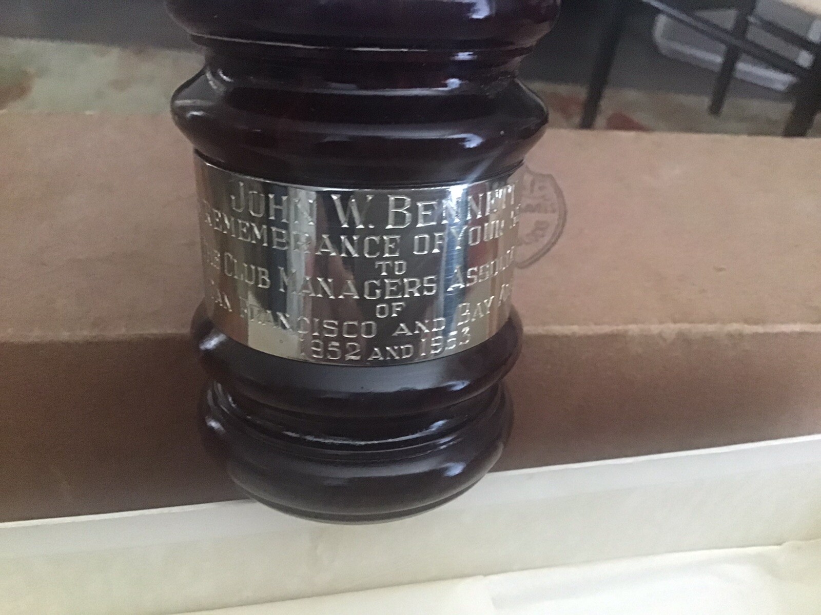 vintage sterling wooden gavel (marked 1952 and 1953 And Other Markings….)