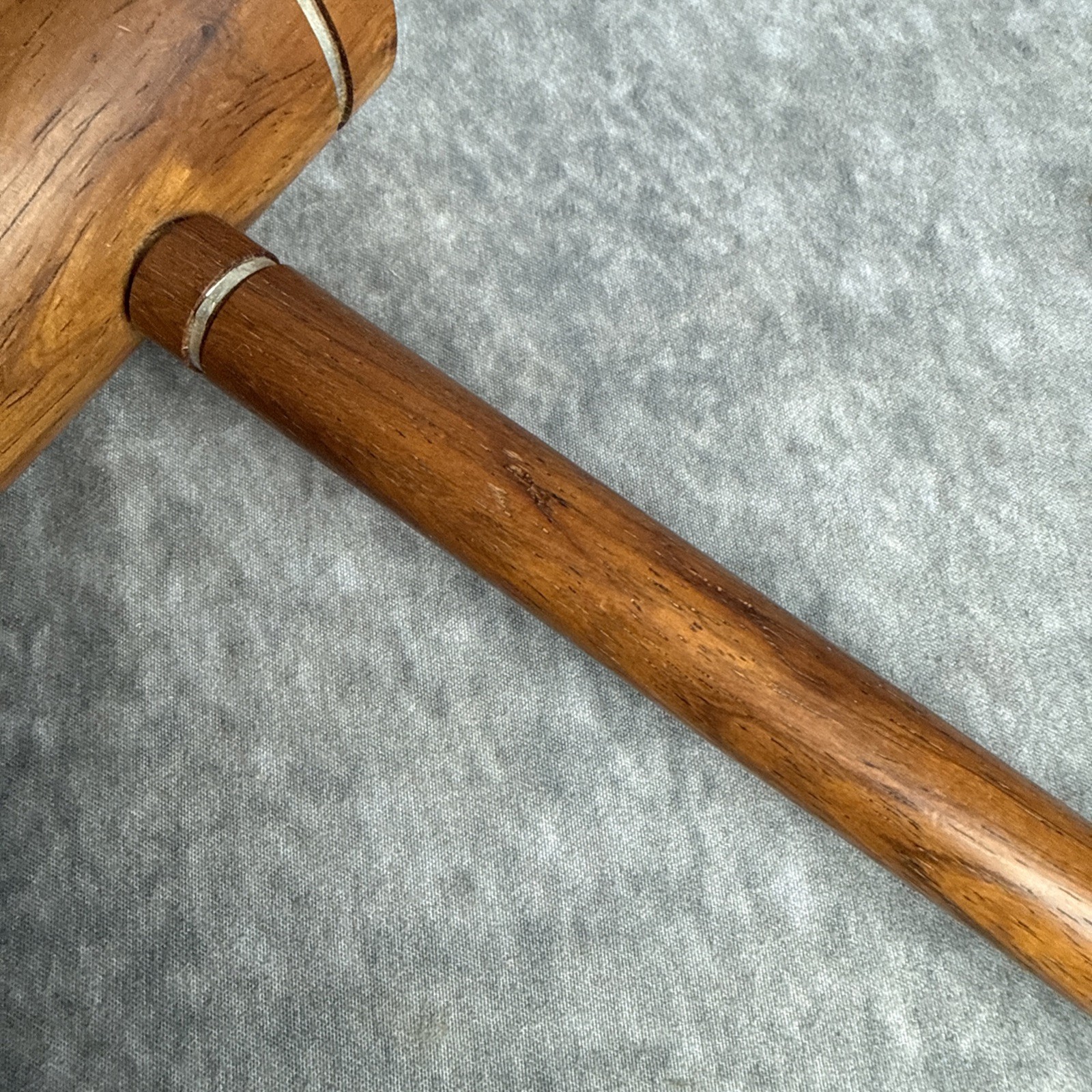 Vintage Wooden Judges Gavel Decorative Metal Bands 10”
