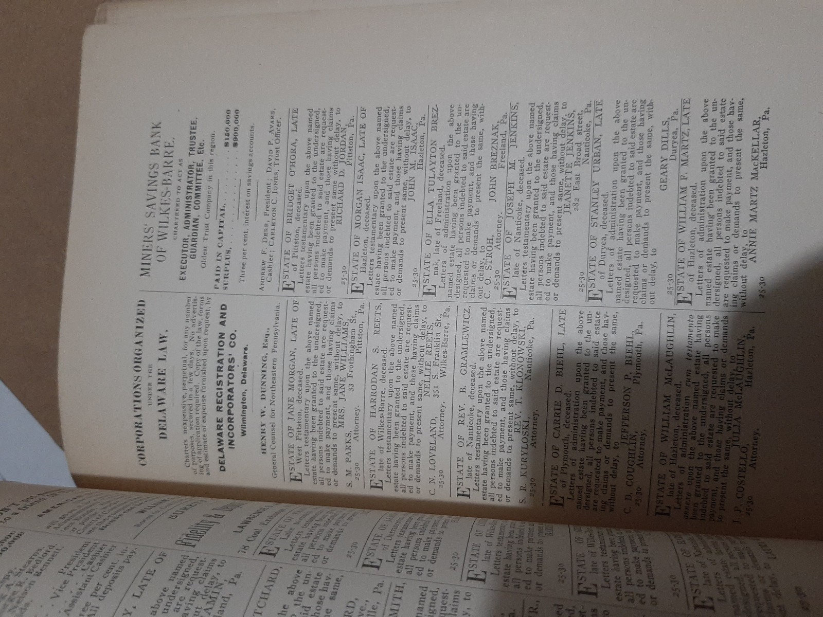 LEGAL REGISTER – Luzerne Co. Pennsylvania – 1910 – PA – 22 ISSUES – Wilkes Barre