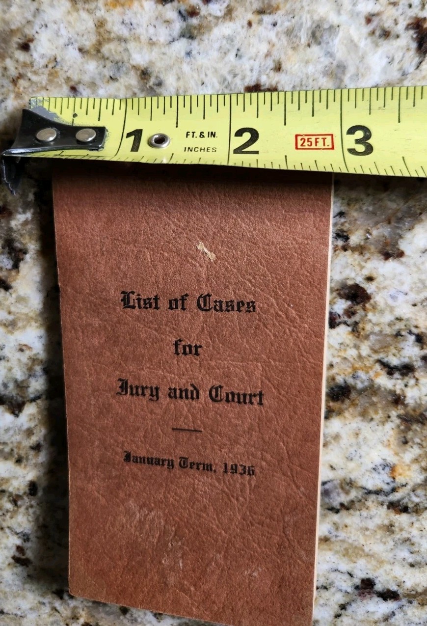 List Of Cases For Jury And Court January Term 1936 Docket Grafton NH