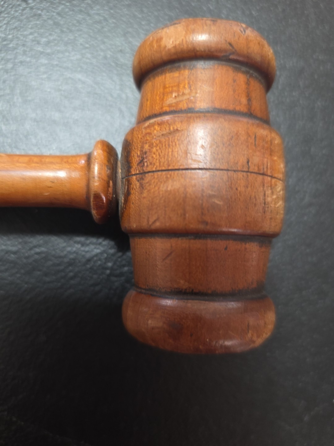 Vintage Wooden Gavel Circular Grooving, 11″ Long