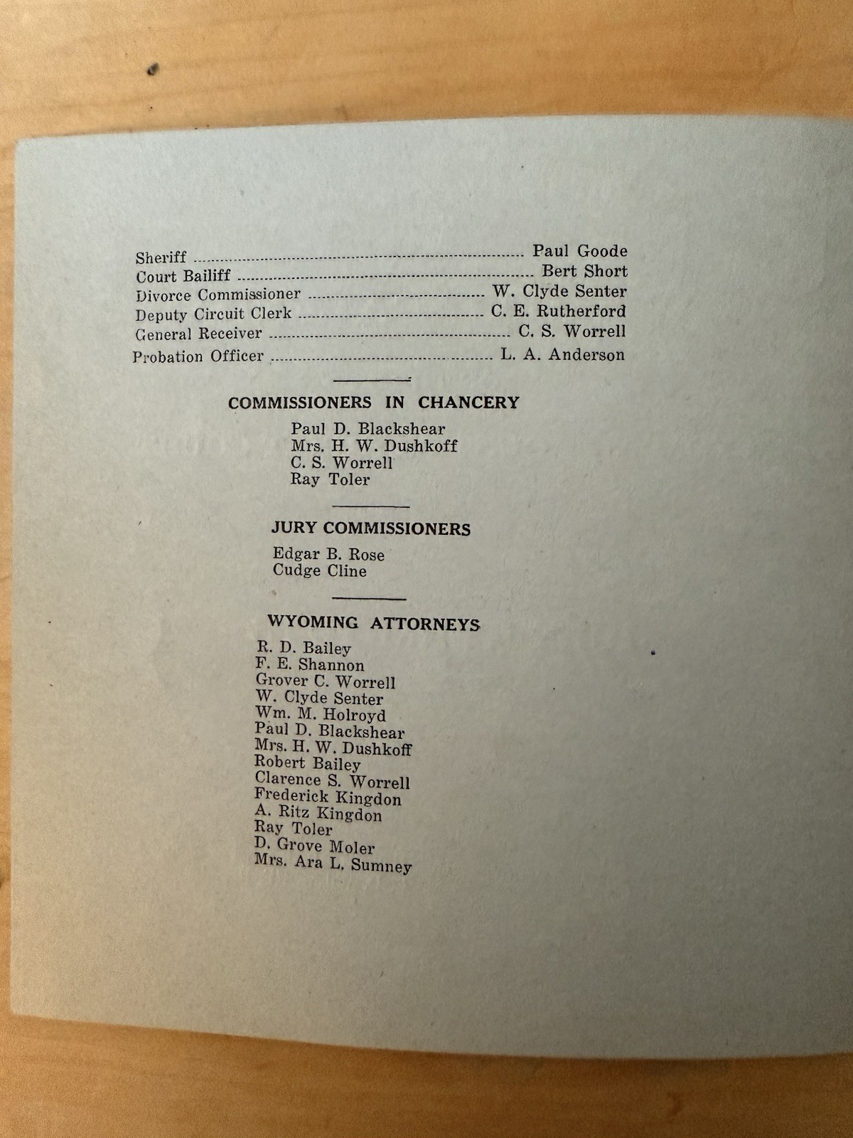 Wyoming County Circuit Court Legal Document 1946 Lawyers & Legal Theme