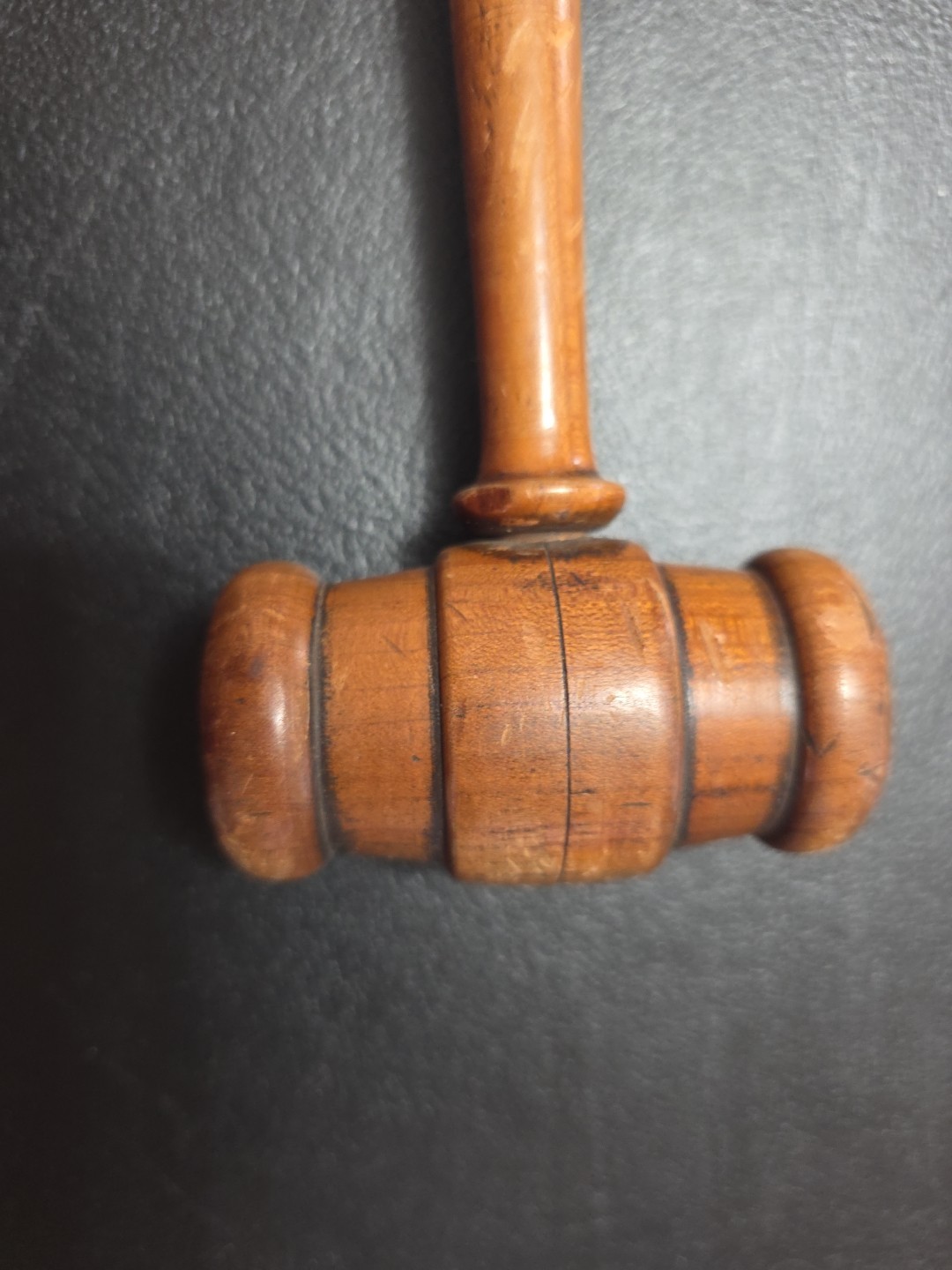 Vintage Wooden Gavel Circular Grooving, 11″ Long