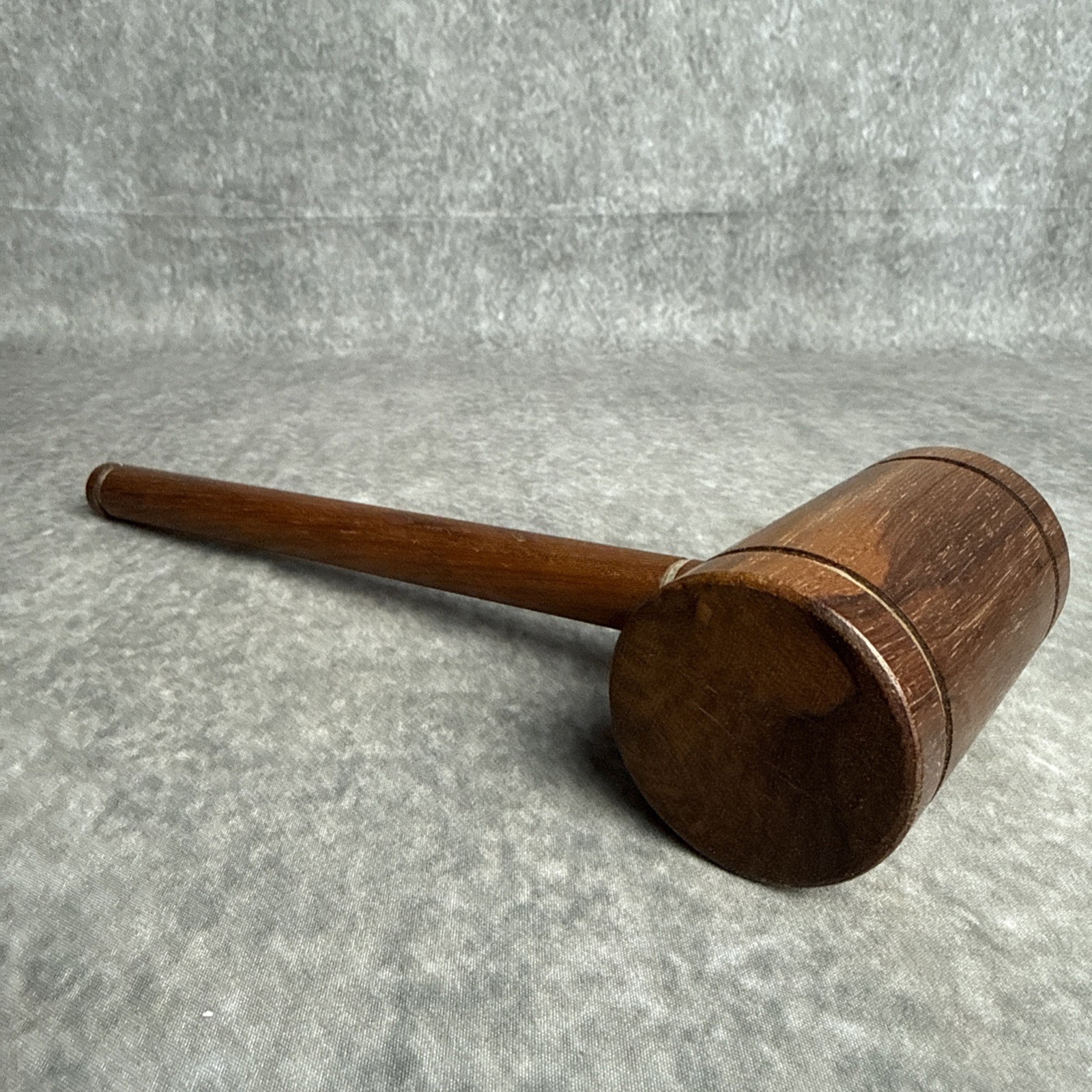 Vintage Wooden Judges Gavel Decorative Metal Bands 10”