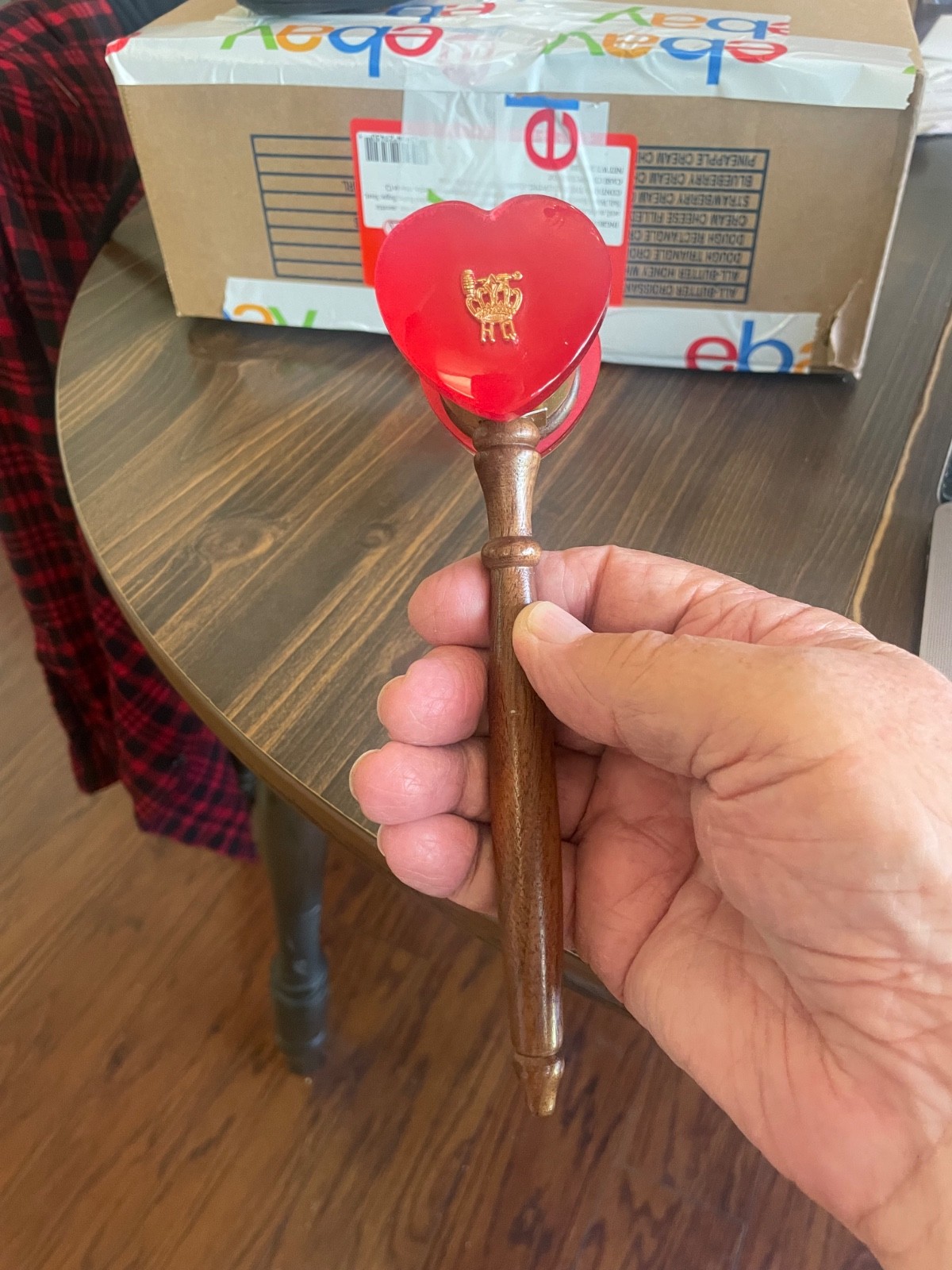 Vintage Wooden Gavel Wood – heart shaped heads – engraved with a baby’s passing