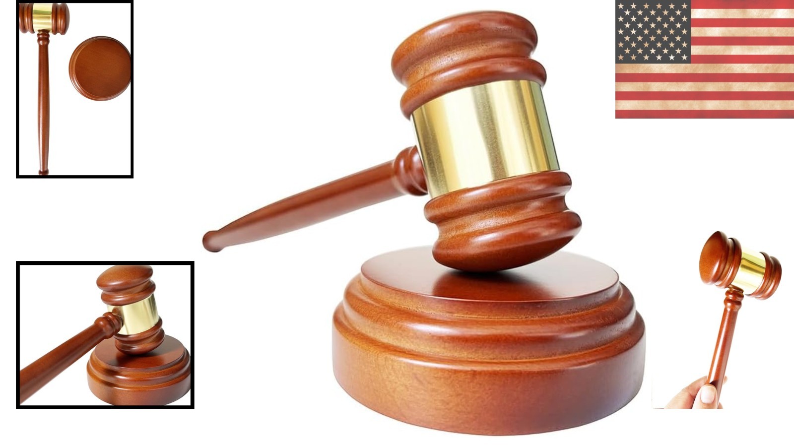 Solid Wood Gavel Set with Block – Traditional Design for Authority in Meetings