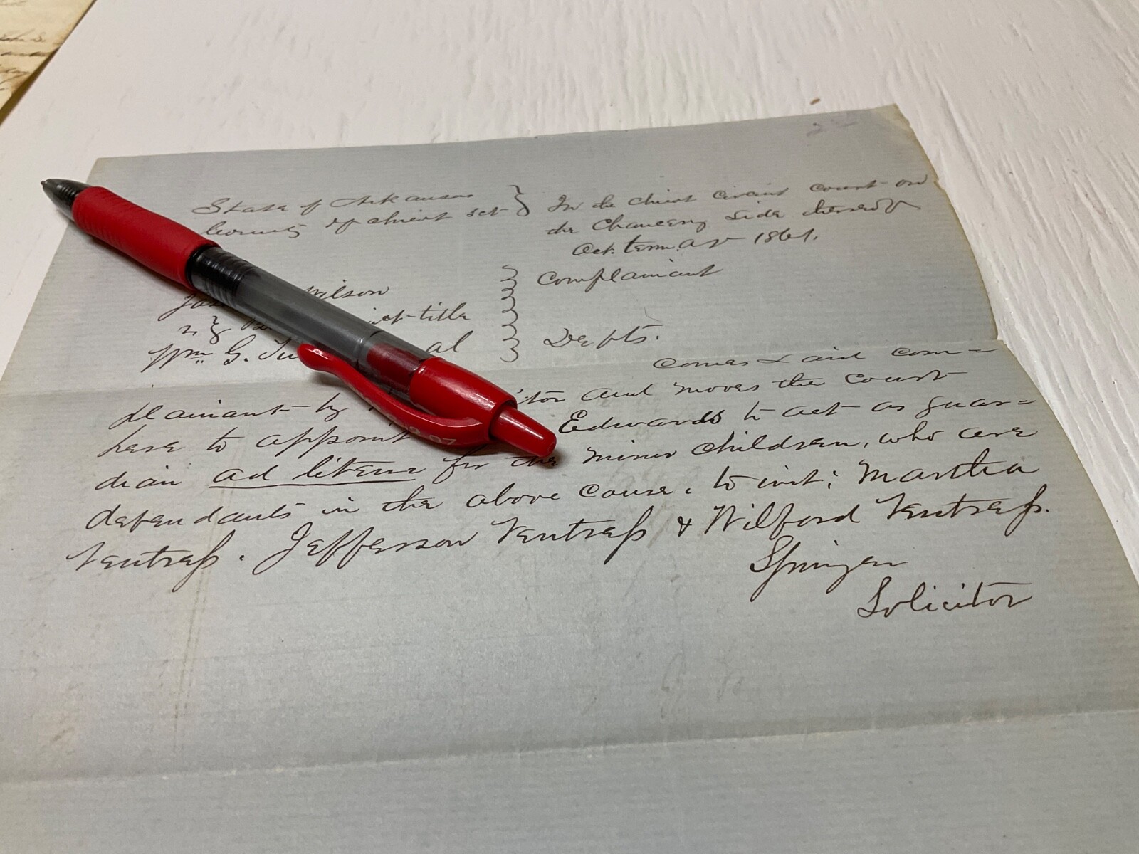 ARKANSAS LOT 4 DOCUMENTS CIVIL WAR TO 1909 BANKRUPTCY CHILDREN CIVIL SUIT @312