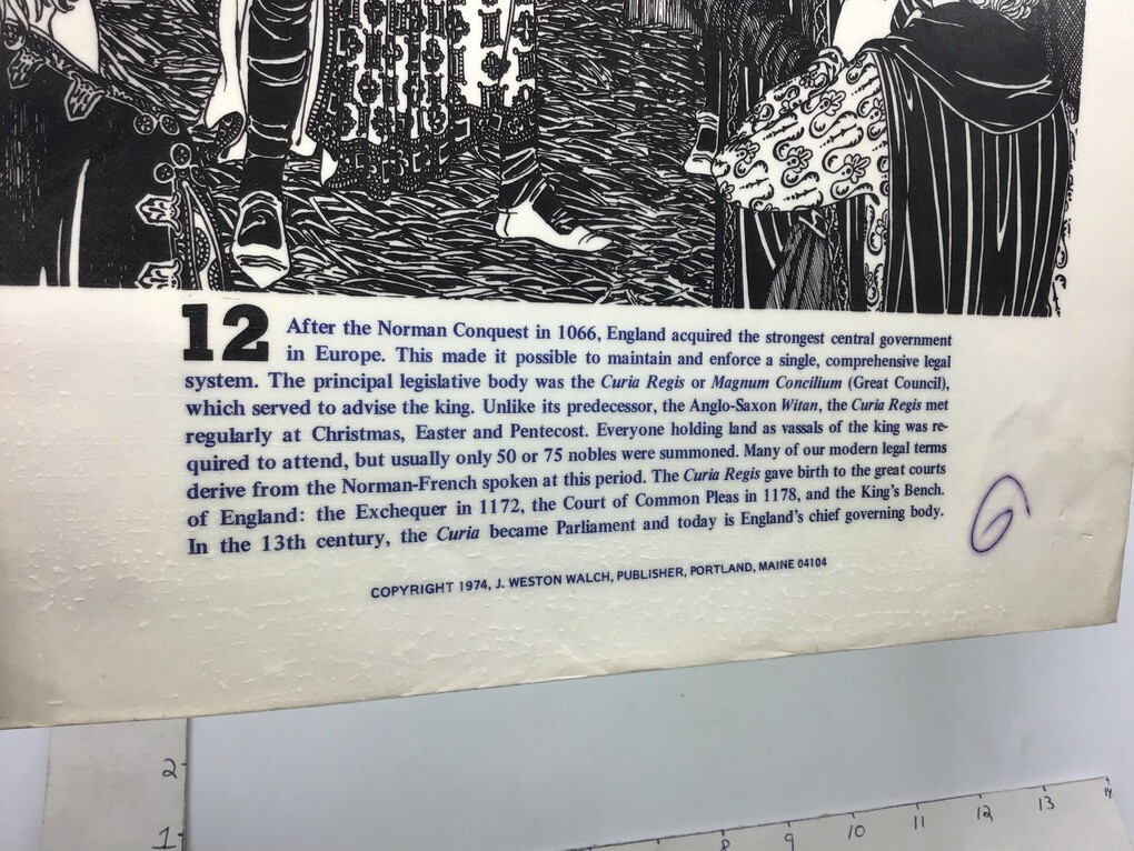Original 1974 ORIGINS OF LAW Poster – CURIA REGIS – J Weston Walch