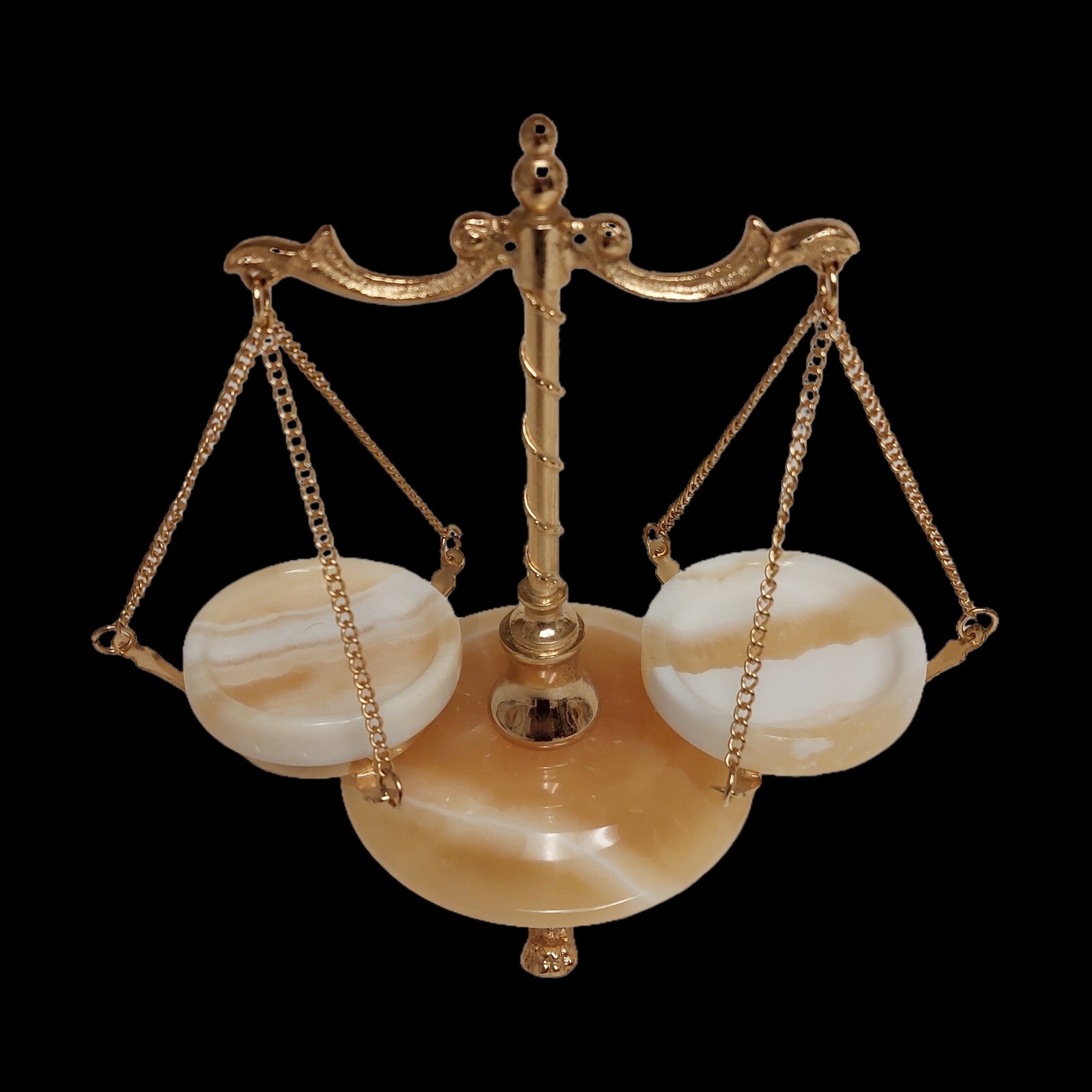 Gilt Bronze Justice Scale Gift ~Attorney/Lawyer/Judge/Office/Desk~Gold/Alabaster