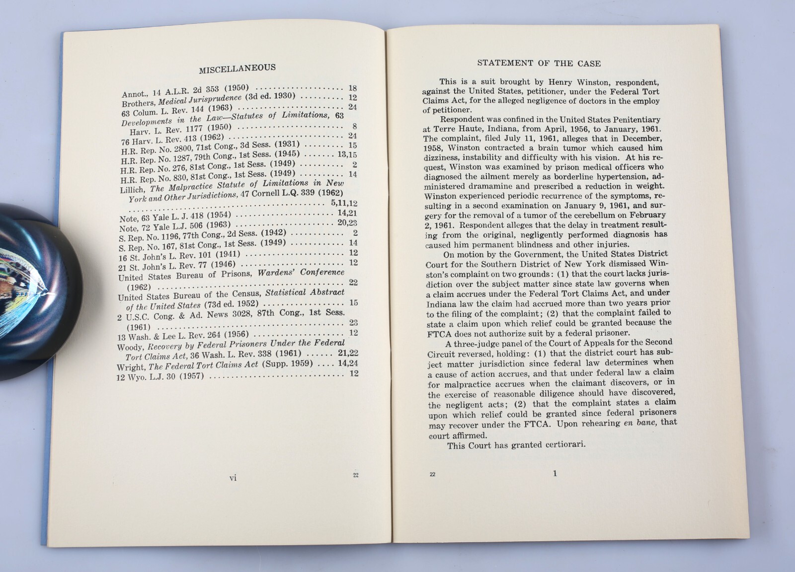 1963 Spring Term Supreme Court of Ames Booklet USA vs Henry Winston Case