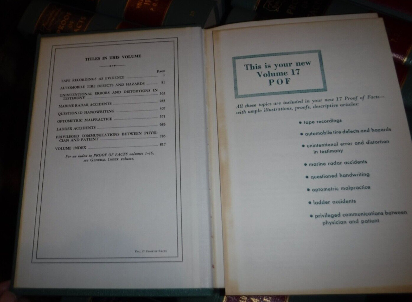 AMERICAN JURISPRUDENCE PROOF OF FACTS VOL 12 – 30 & INDEX : 20 LAW BOOKS