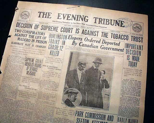 UNITED STATES SUPREME COURT v. American Tobacco Co. Case DECISION 1911 Newspaper
