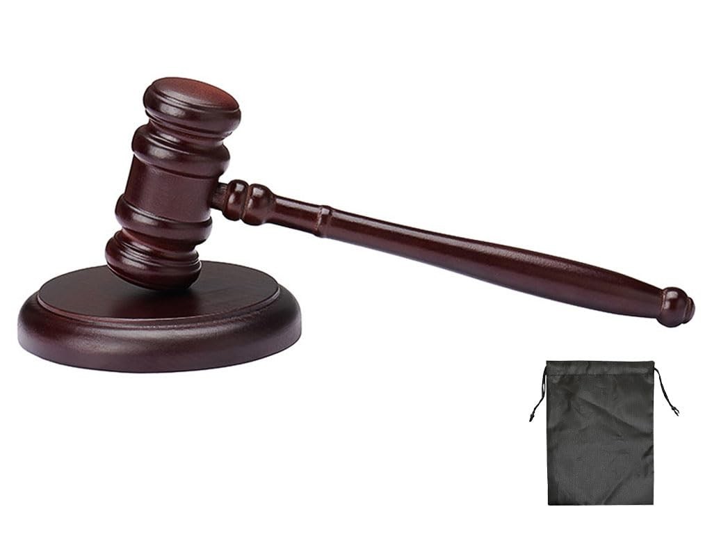 Handmade Wooden Gavel and Sound Block Set for Lawyers Judges Auction Courtroom