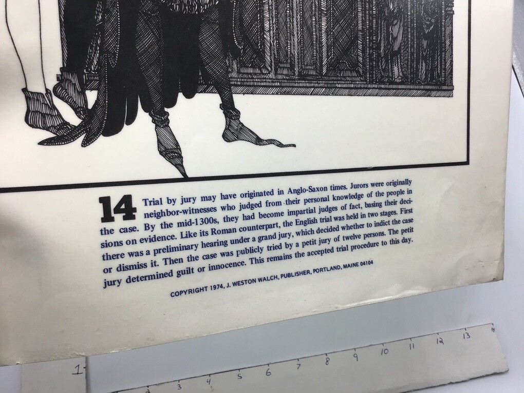 Original 1974 ORIGINS OF LAW Poster – TRAIL BY JURY – J Weston Walch