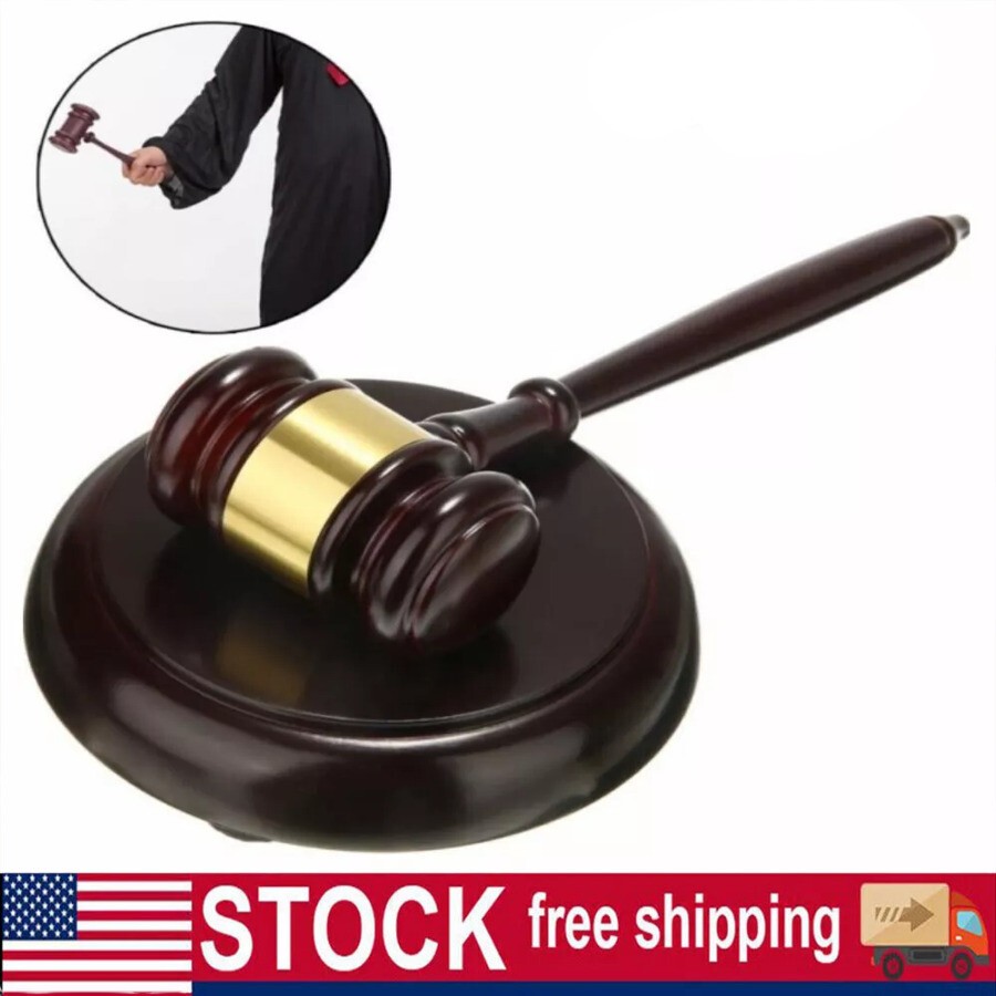 1 Set Gavel and Block Wooden Judge Hammer Gavel Sound Block Court Hammer Judge