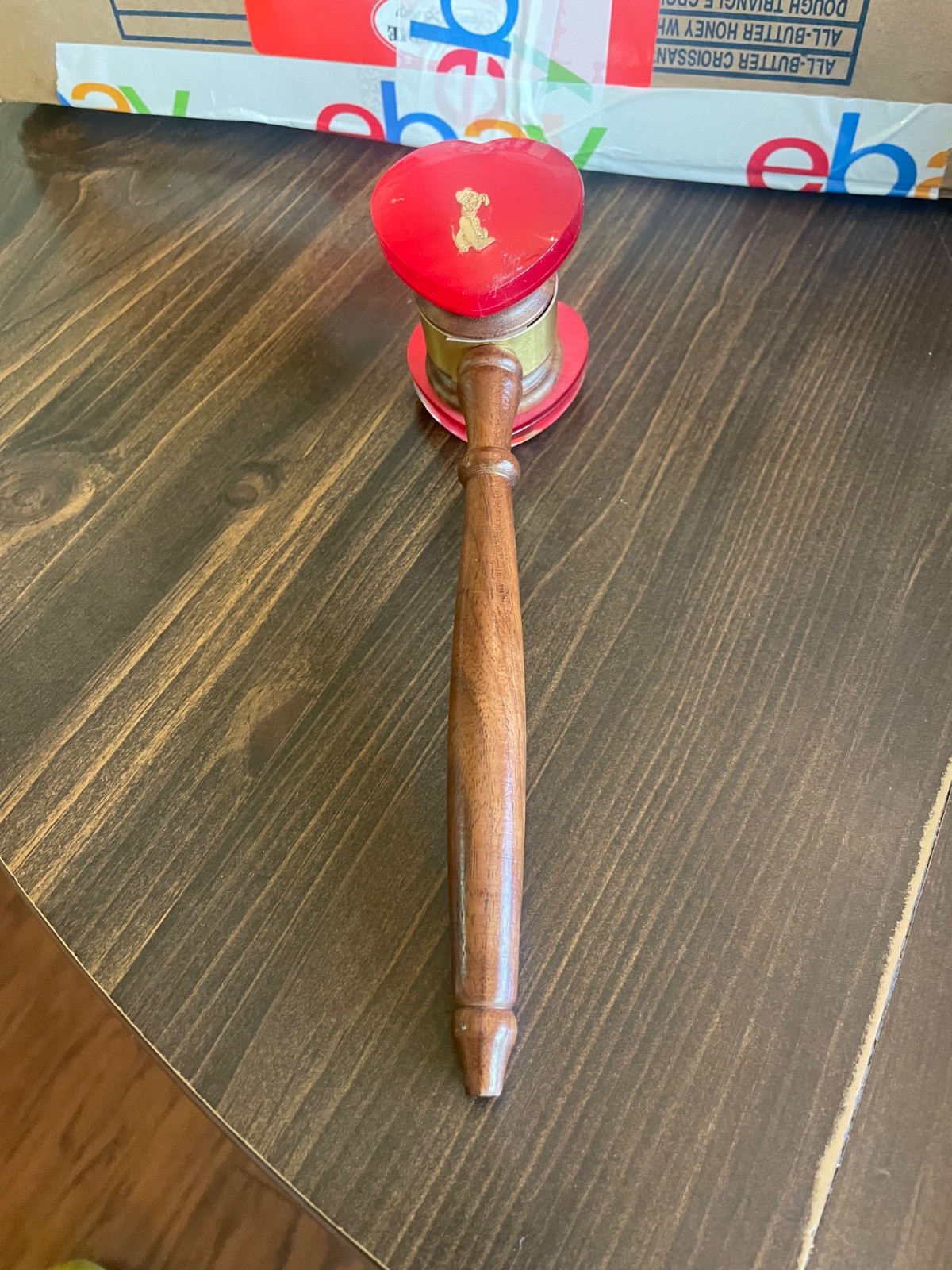Vintage Wooden Gavel Wood – heart shaped heads – engraved with a baby’s passing