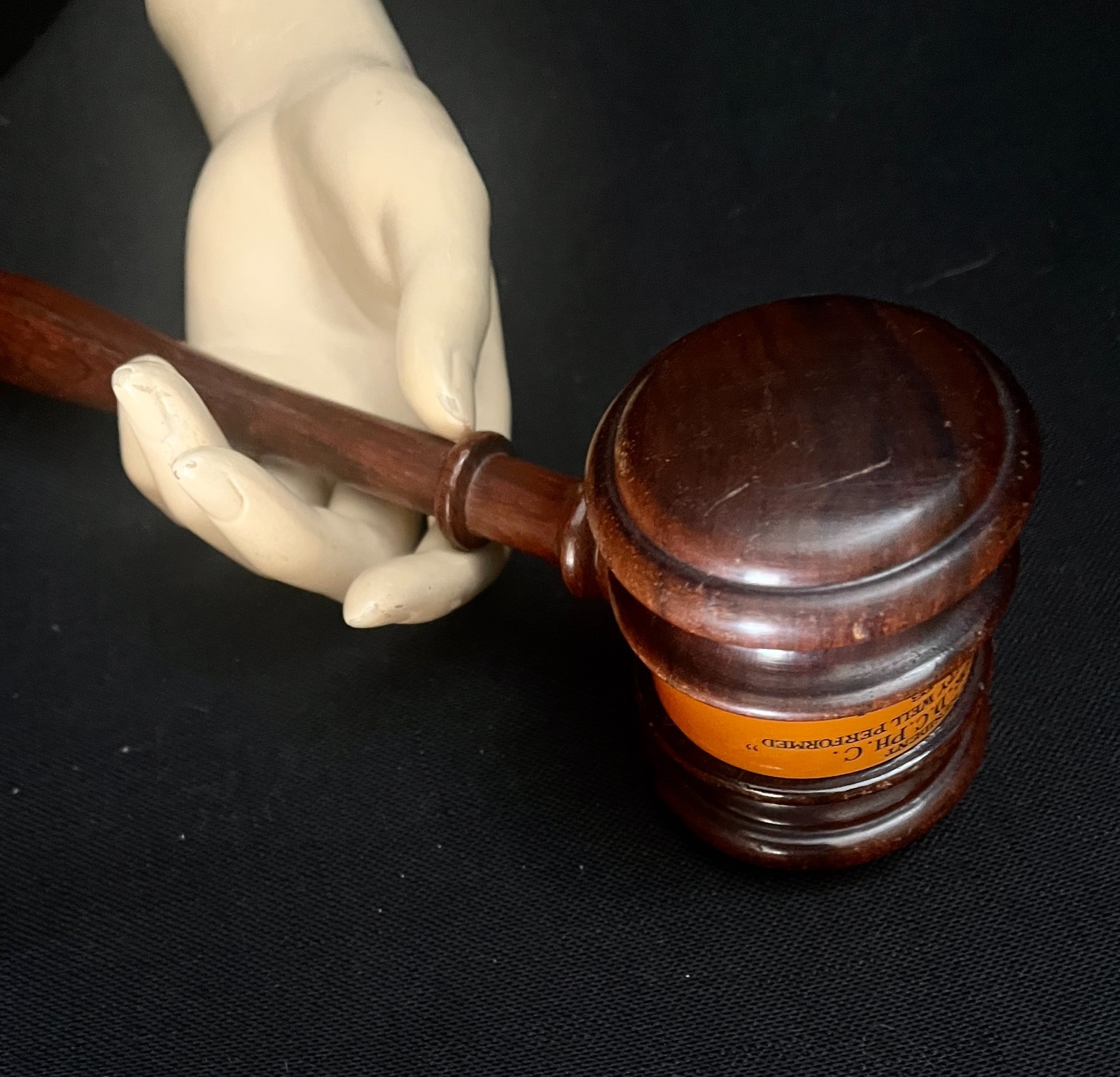 Cool 1943 Presentation, Ceremonial Bakelite & Wood Gavel, Ace Club, Fresno, Ca.