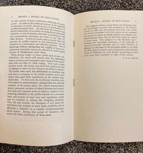 V. Rare BROWN v BOARD OF EDUCATION Original Issue Supreme Court Opinions Pt 1&2
