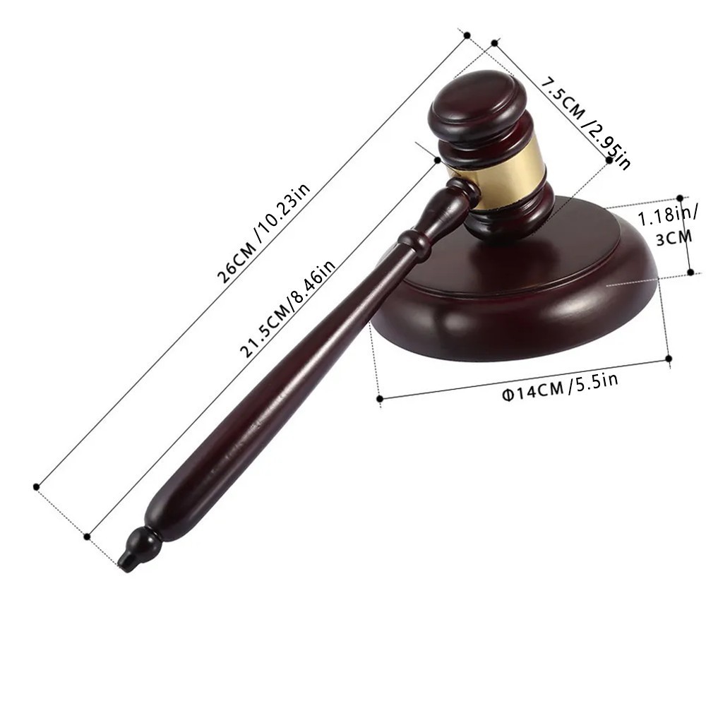 Wooden Gavel Hammer and Sound Block Set Mallet for Lawyer Judge Auction Sale