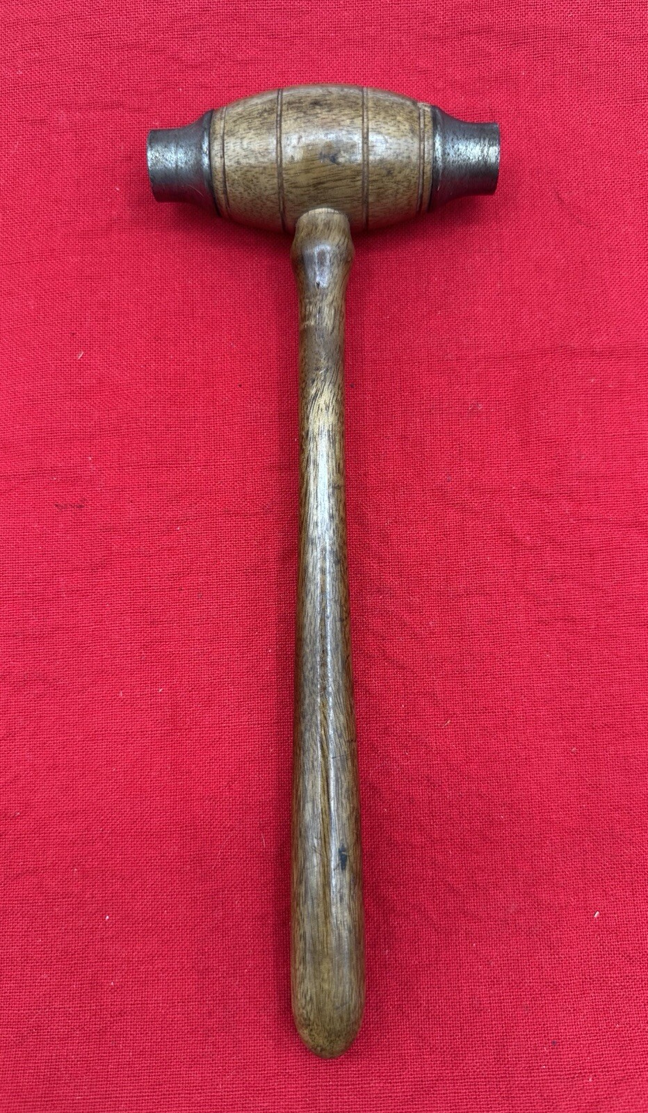 Vintage Wooden Gavel Hammer W/ Metal Ends Auctioneer 8.75”