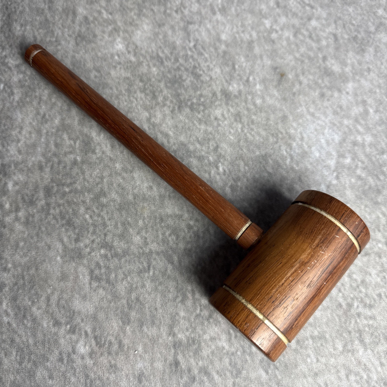 Vintage Wooden Judges Gavel Decorative Metal Bands 10”