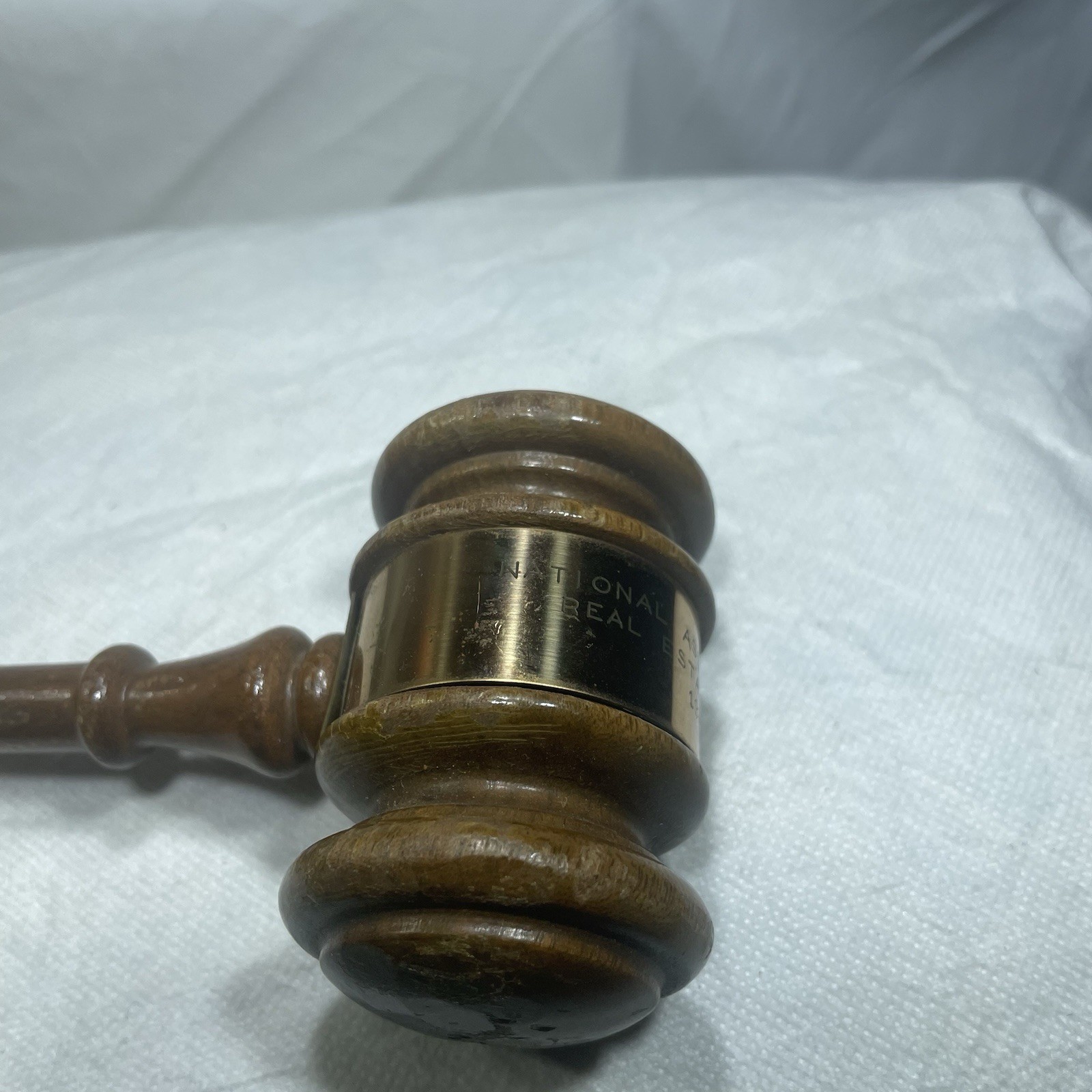 Rare Wood Gavel National Real Estate Board 1968 Brass 1.75″ Diameter 10″ Long