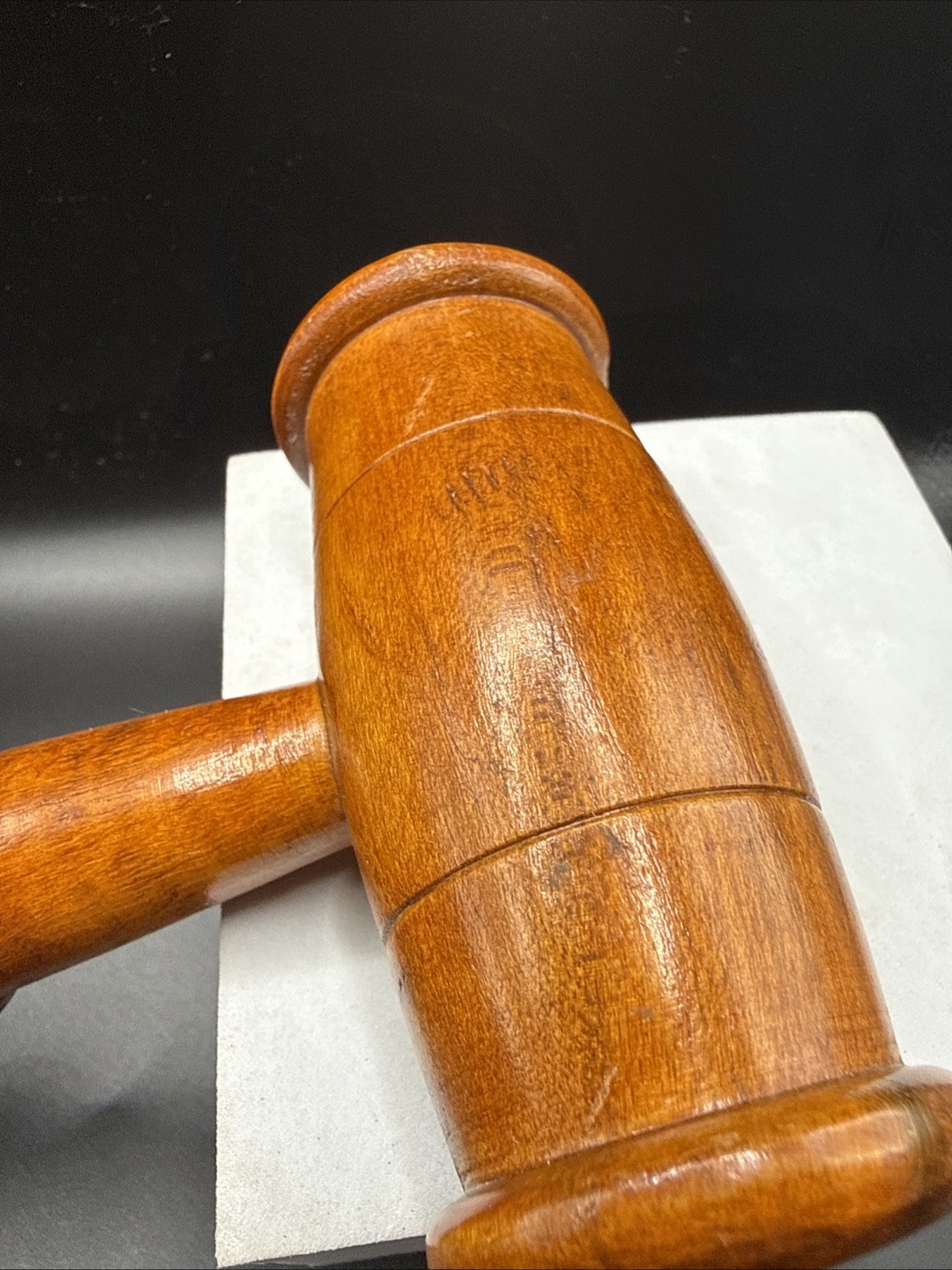 Vintage Good Turning Details Red Tone Solid Wood Judge’s Gavel Approx. 11”