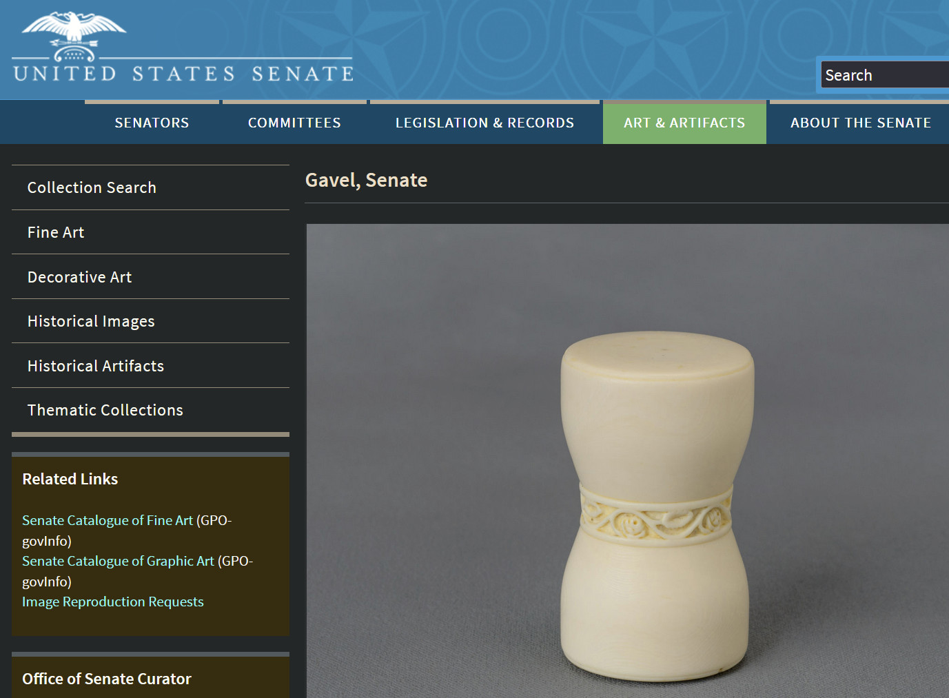 United States Senate gavel – heavy hand-shaped replica – exact size and weight
