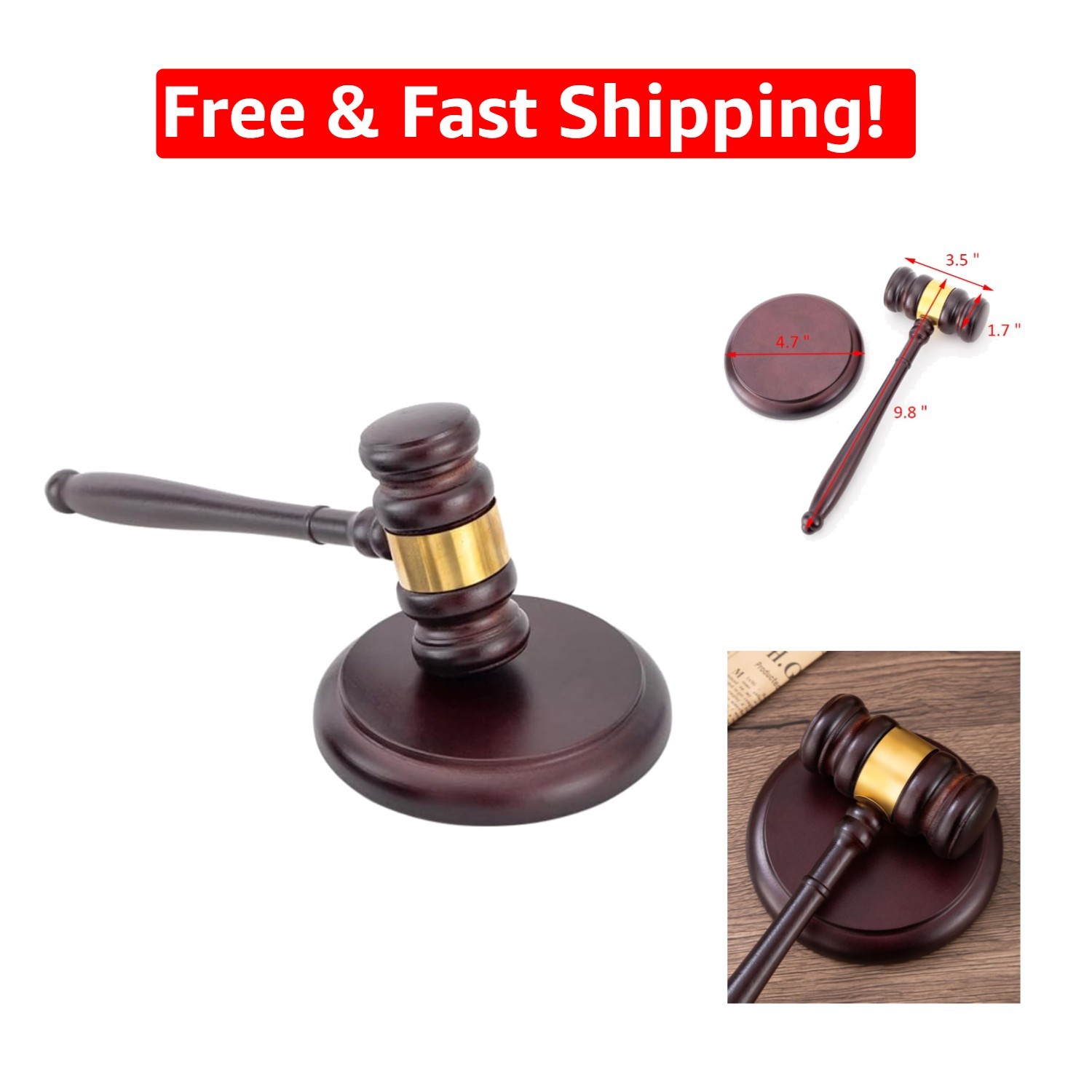 Handcrafted Wooden Gavel & Sound Block Set – Perfect for Lawyers & Judges