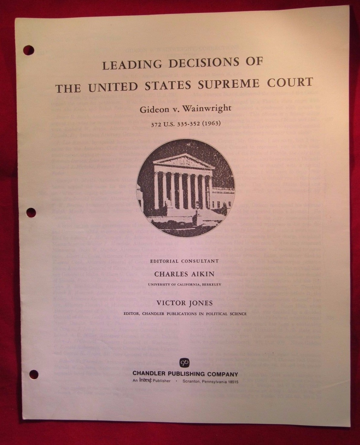 LEADING DECISIONS OF THE UNITED STATES SUPREME COURT GIDEON v.WAINWRIGHT (6)