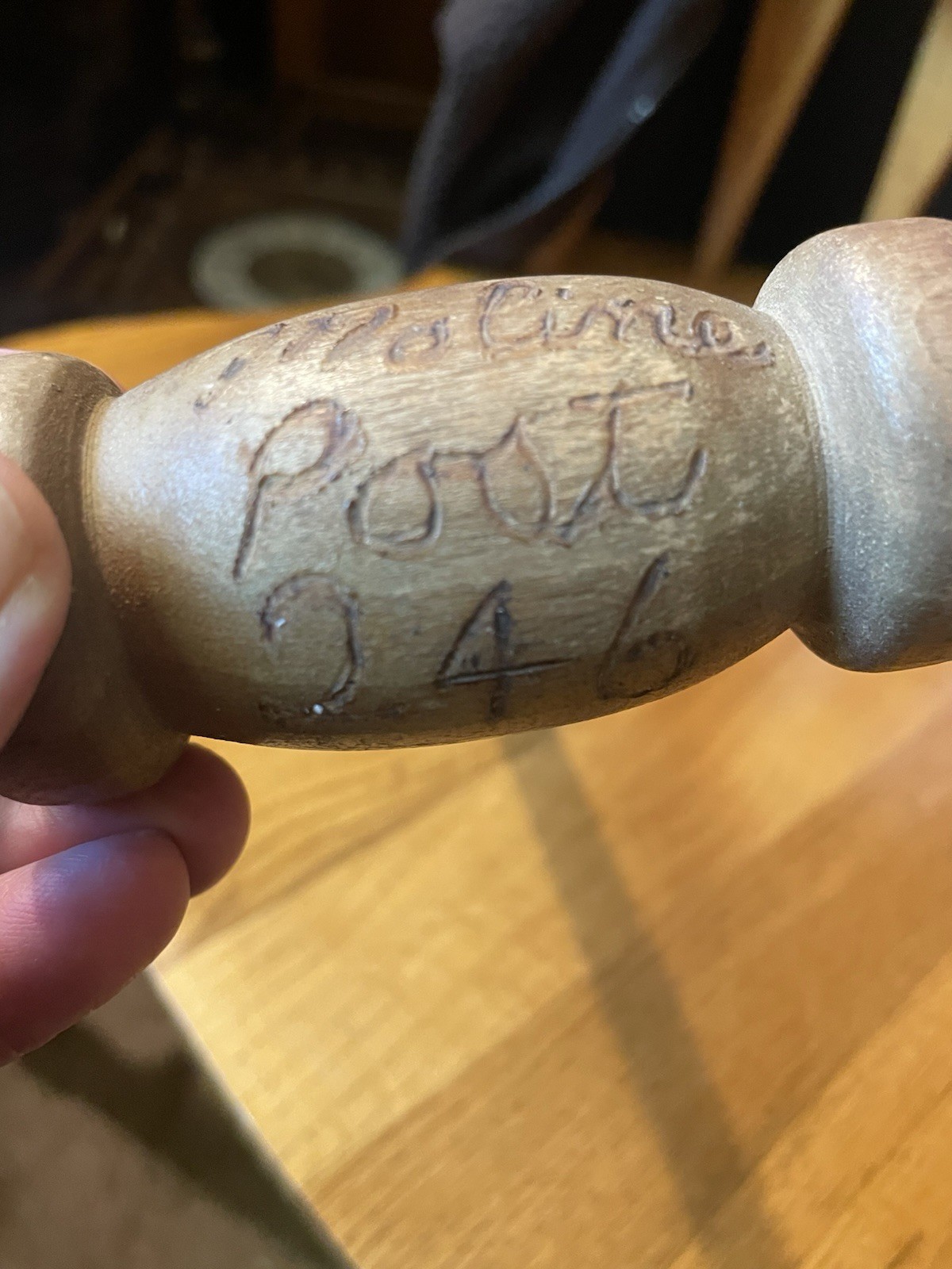 Rare Vintage Gavel. 1935 Moline Post 246 Written on Gavel. About 9.5″