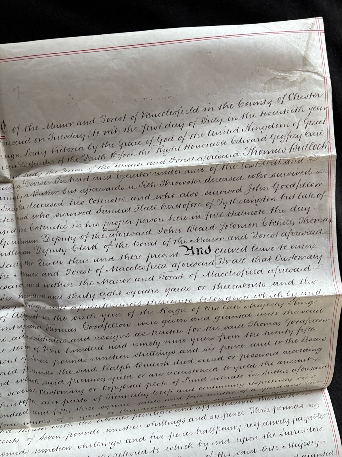 Antique Vellum London England Queen Victoria Era Document 1859 20x 24 Original