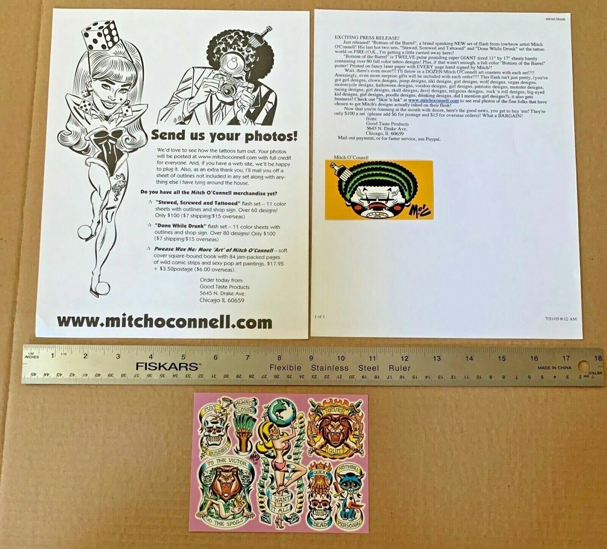 SIGNED TATTOO FLASH Mitch O’Connell 13 SIGNED prints plus promo material PIN-UP