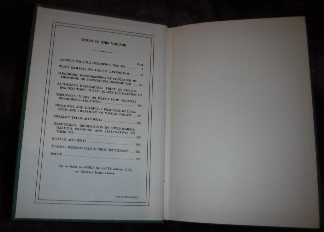 AMERICAN JURISPRUDENCE PROOF OF FACTS VOL 12 – 30 & INDEX : 20 LAW BOOKS