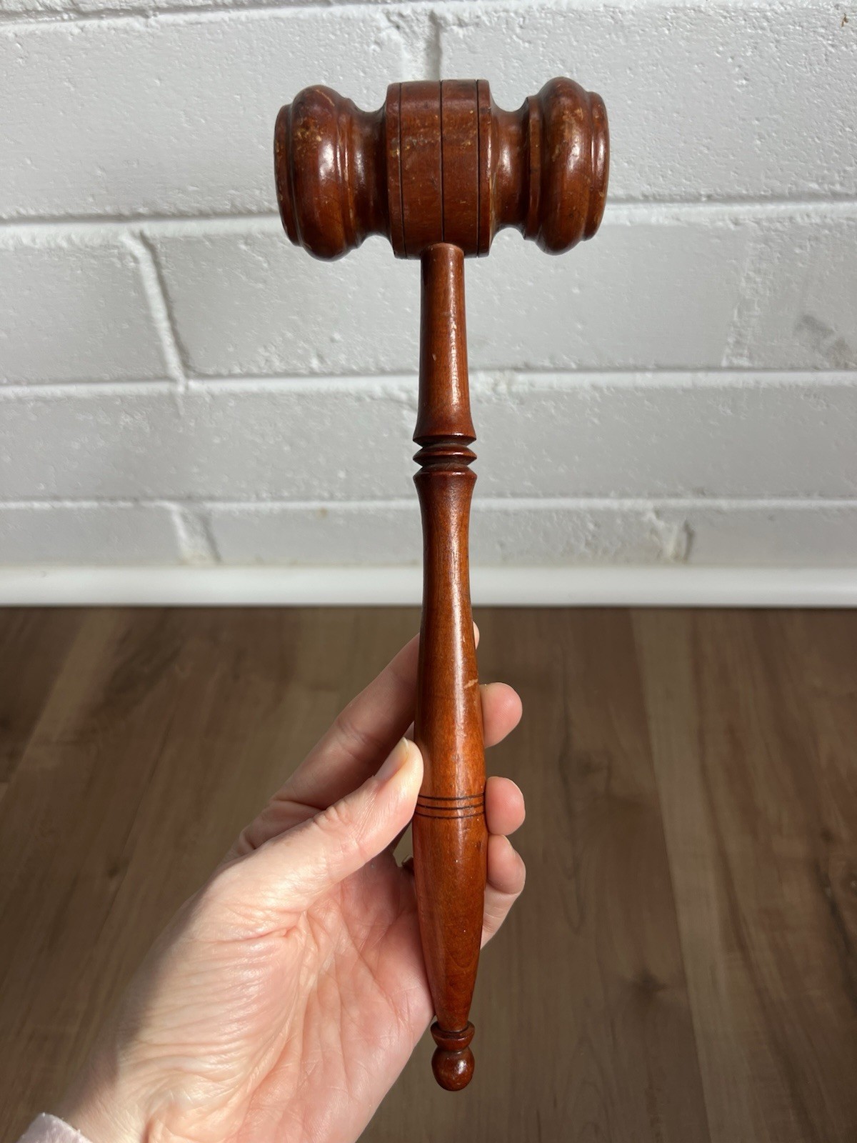 VTG Wooden Auctioneer / Judge Gavel – Large Hand Turned Hardwood – Office Decor