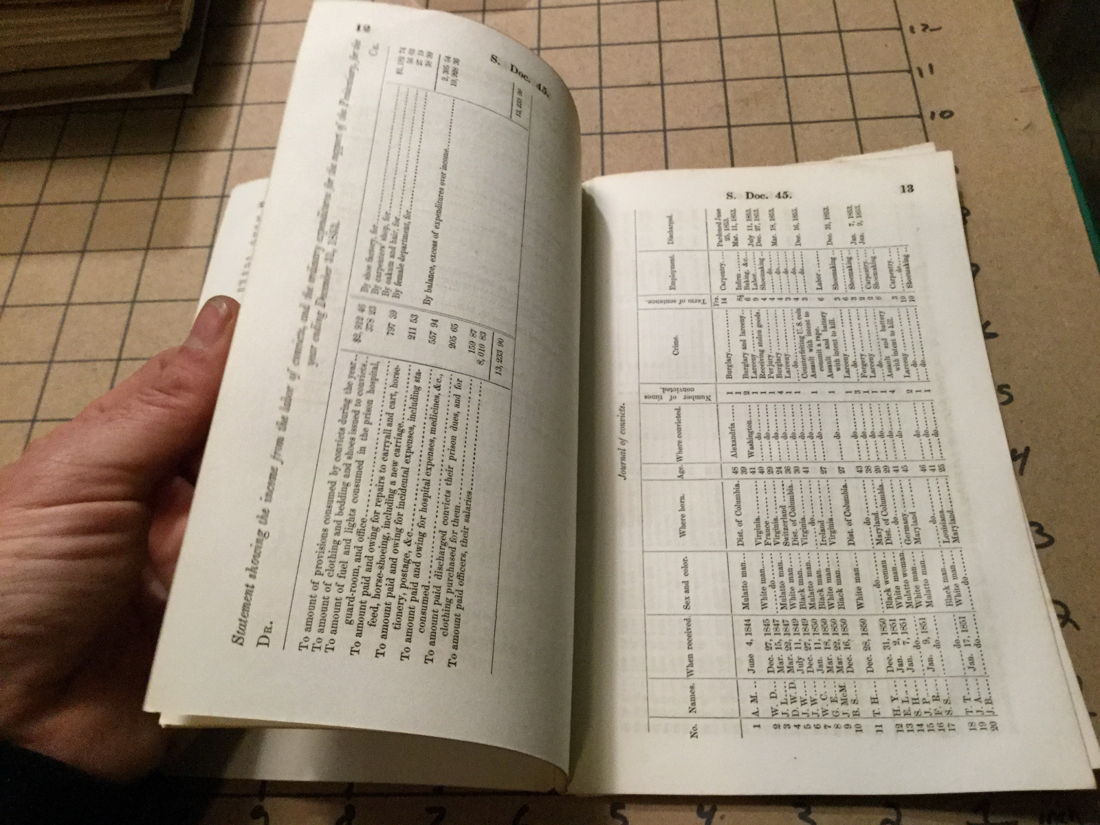 Original Booklet: 1854 Report PENITENTIARY for Washington DC 22pgs – seperated
