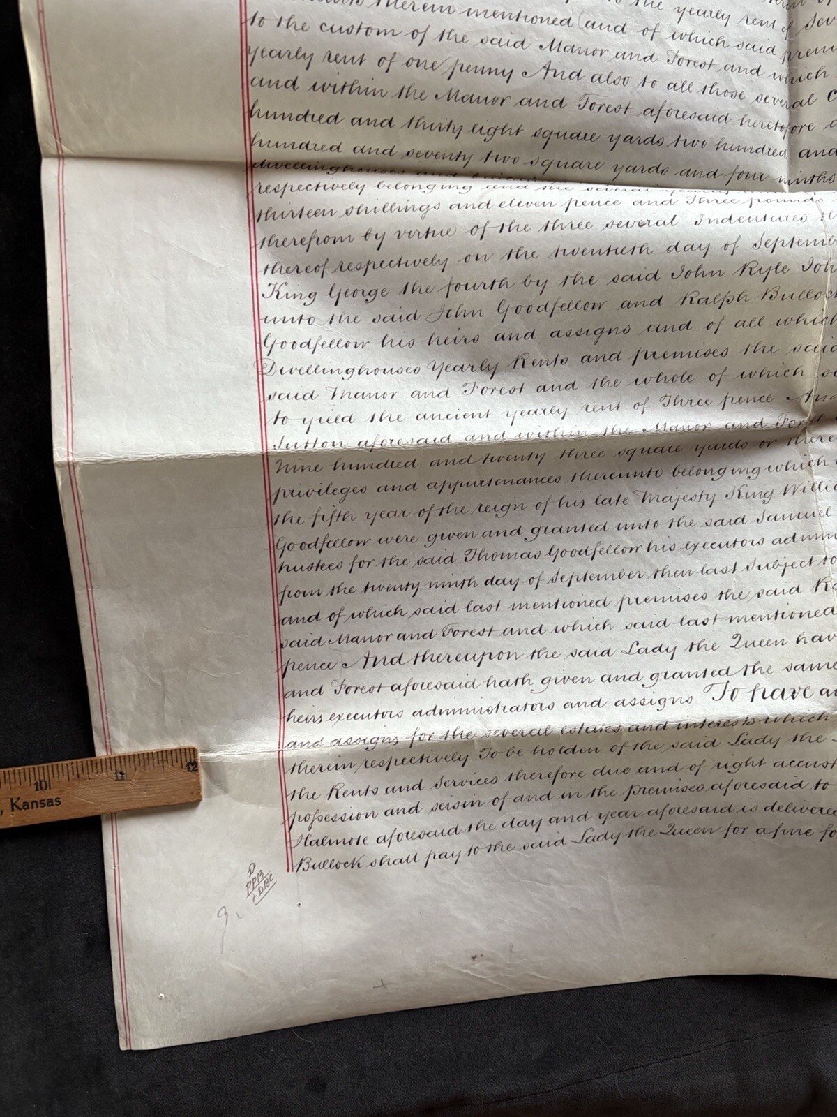 Antique Vellum London England Queen Victoria Era Document 1859 20x 24 Original