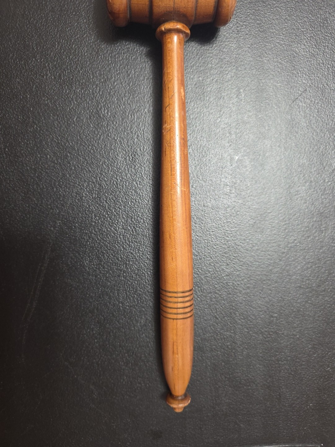 Vintage Wooden Gavel Circular Grooving, 11″ Long