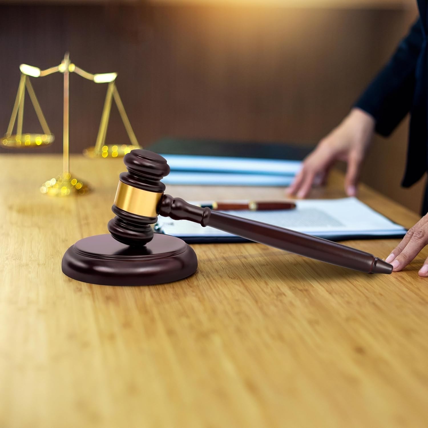 Wooden Gavel with Sound Block Set, Solid Wood Judge Gavel Set, Loud Clear Str…