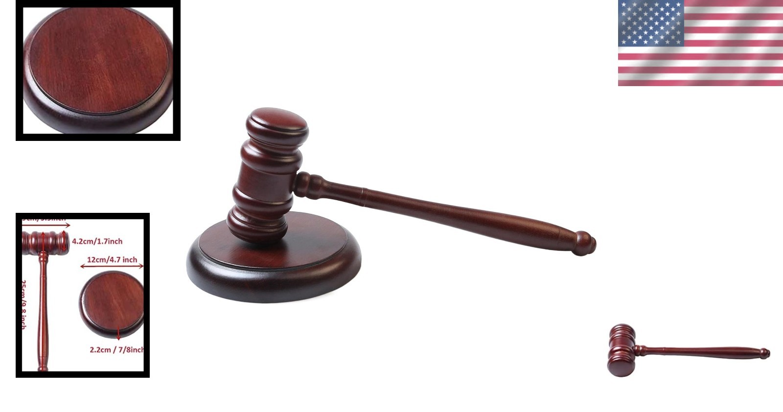 Wooden Gavel and Round Block Set – Ideal for Ceremonial Use and Gifts