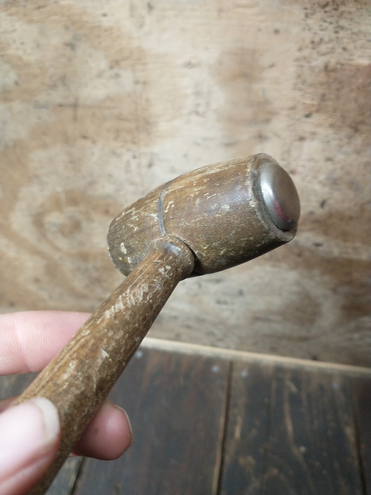 Vintage Judge Lawyer auctioneer Wood Metal tip Gavel Hammer mallet 9″