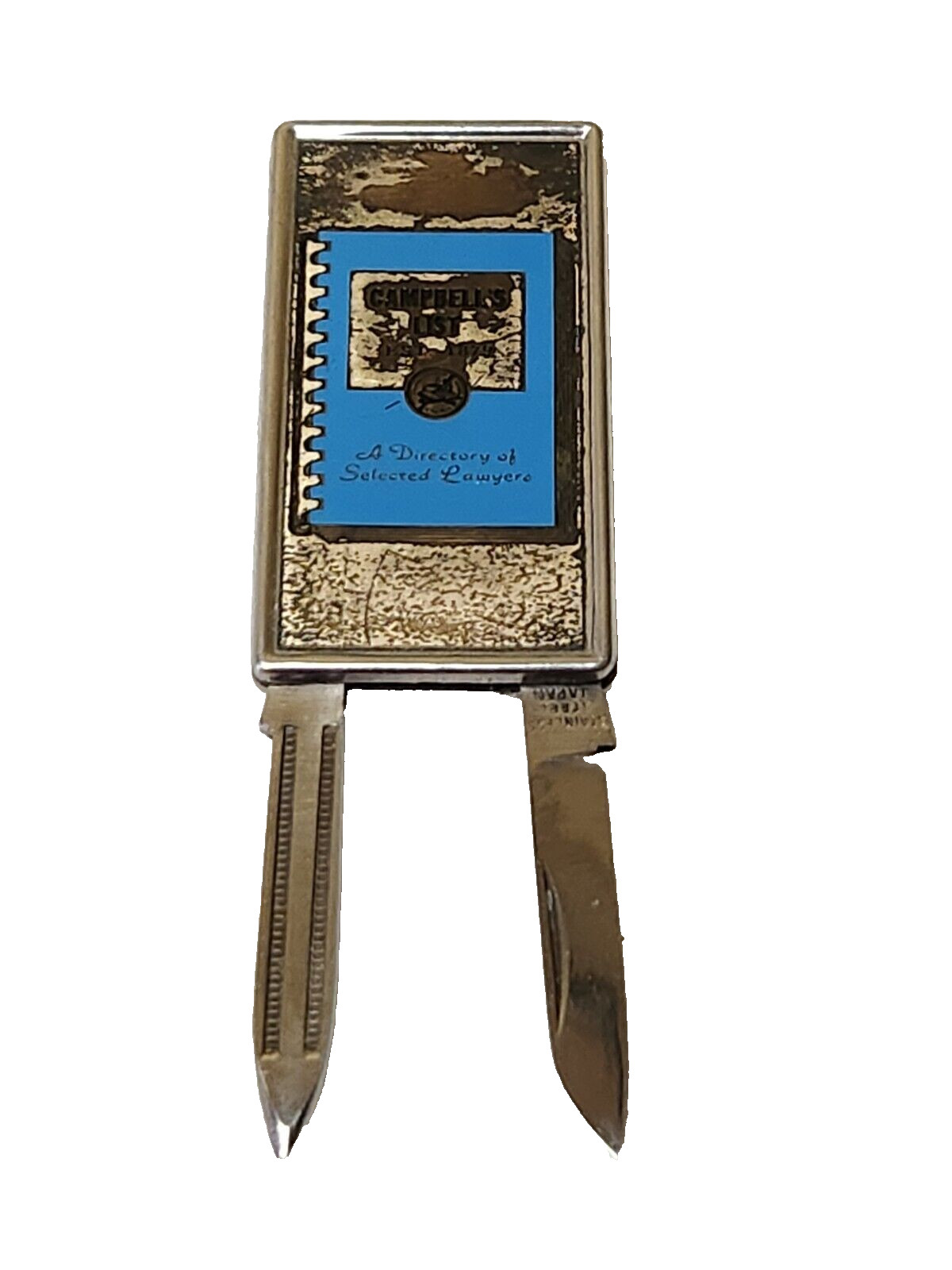 Vintage CAMPBELL’S LIST Directory of Selected Lawyers MONEY CLIP File Knife TOOL