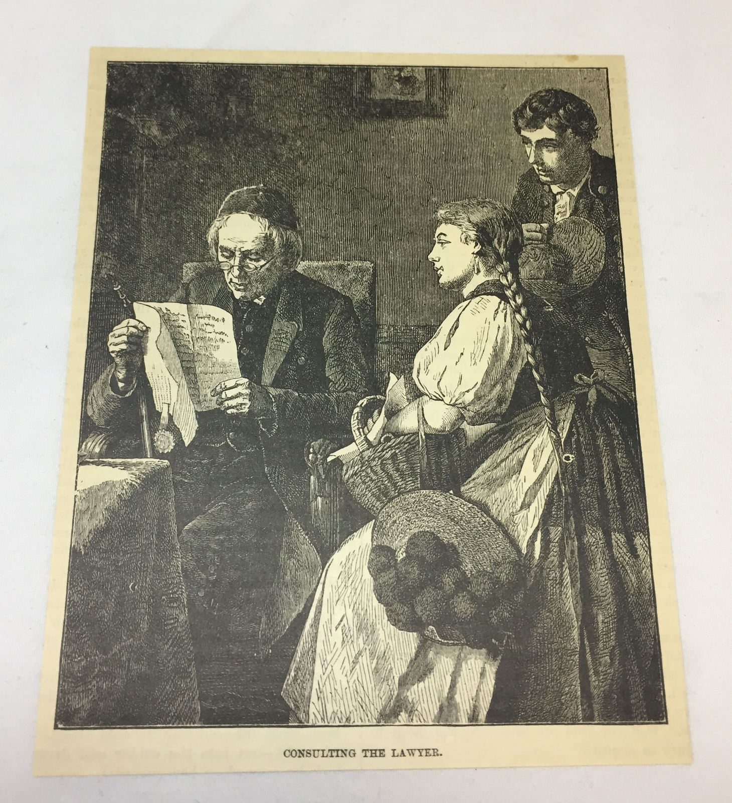 1887 magazine engraving ~ CONSULTING THE LAWYER